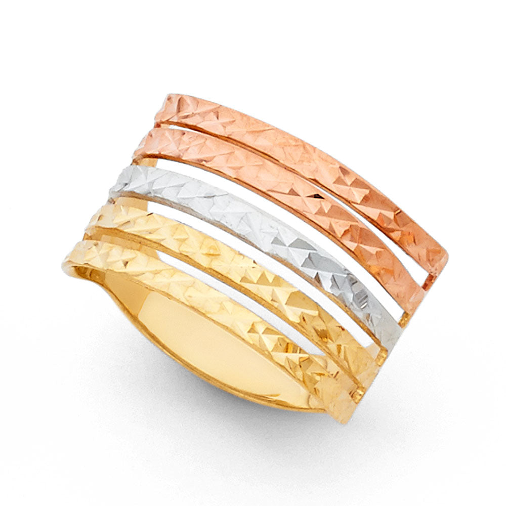 Anillo Semanario para mujer de oro macizo de 14 quilates con 3 piedras