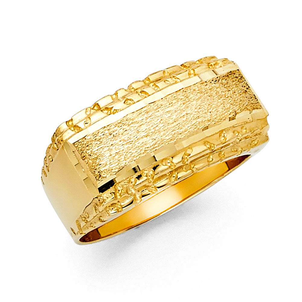 14k 14k gold men's nugget ring with decorative center (1659)