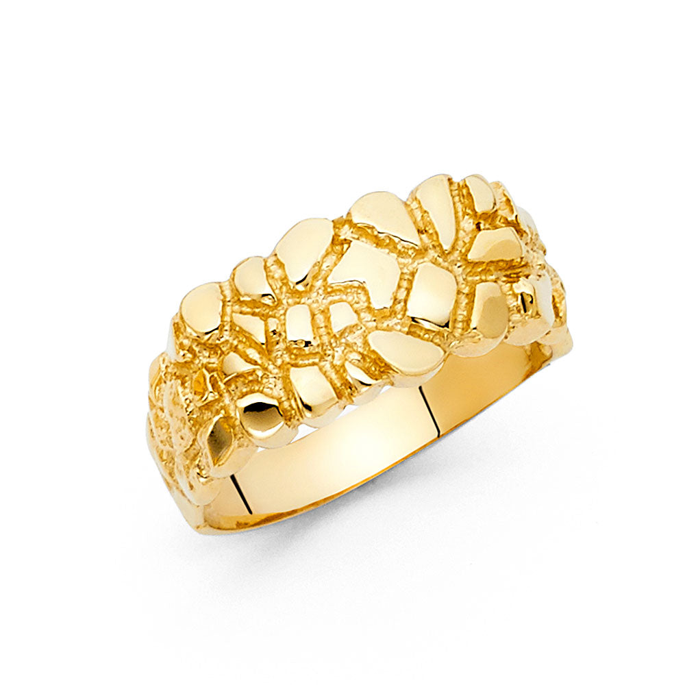 14k gold mens nugget ring (1669)