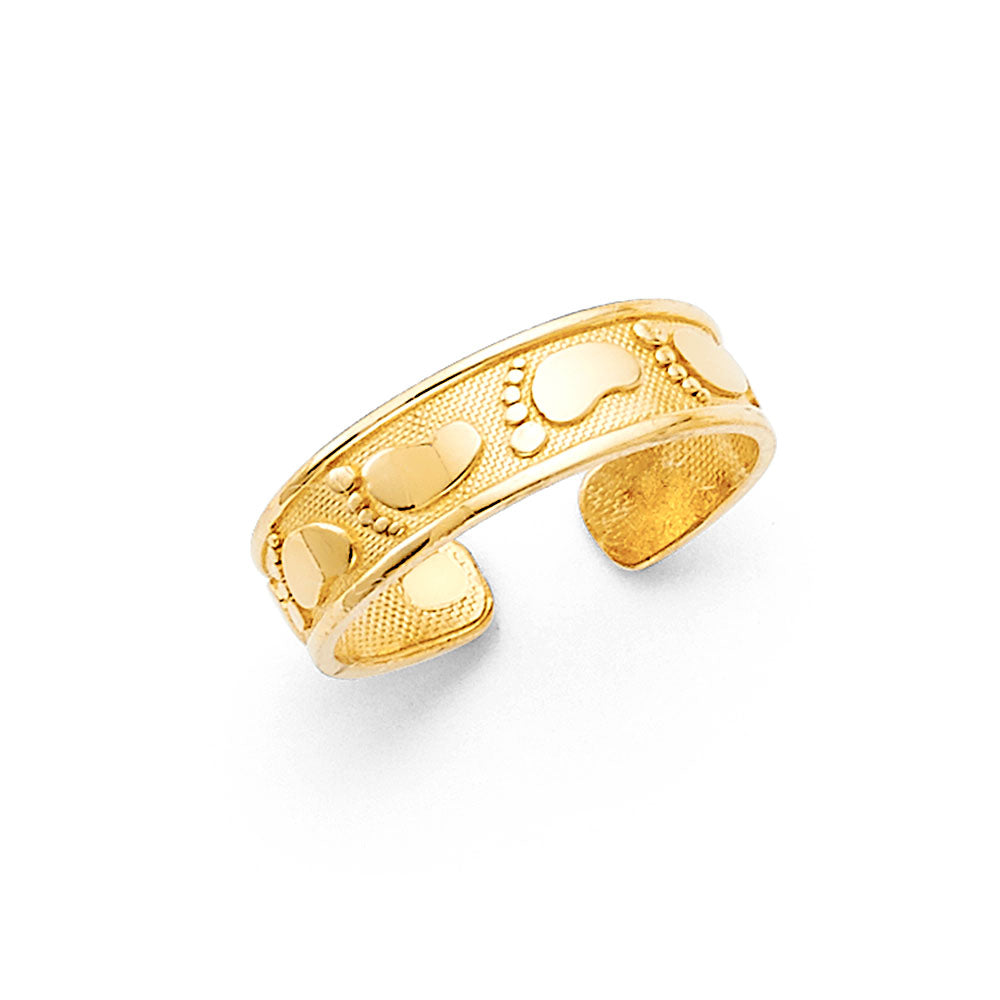 Anillo de dedo del pie de amor, amor, amor de oro macizo de 14 quilates