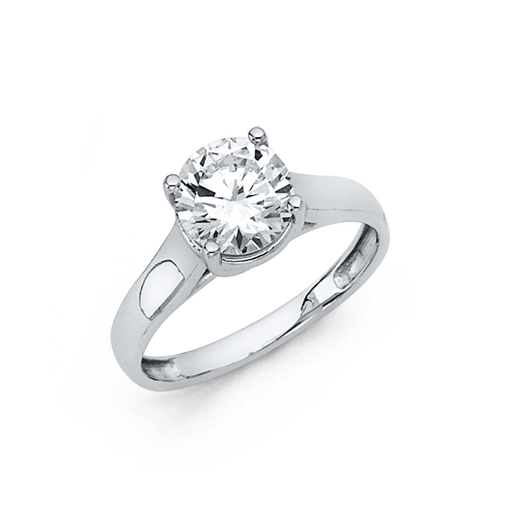 Anillo de boda de compromiso para mujer con circonita cúbica de corte redondo de oro macizo de 14 quilates