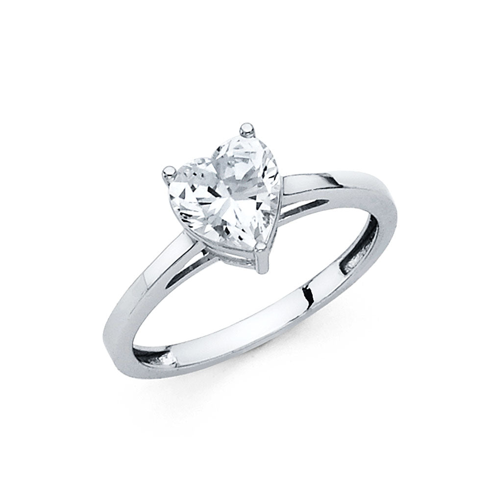 Anillo de boda de compromiso con circonita cúbica de talla corazón de oro macizo de 14 quilates
