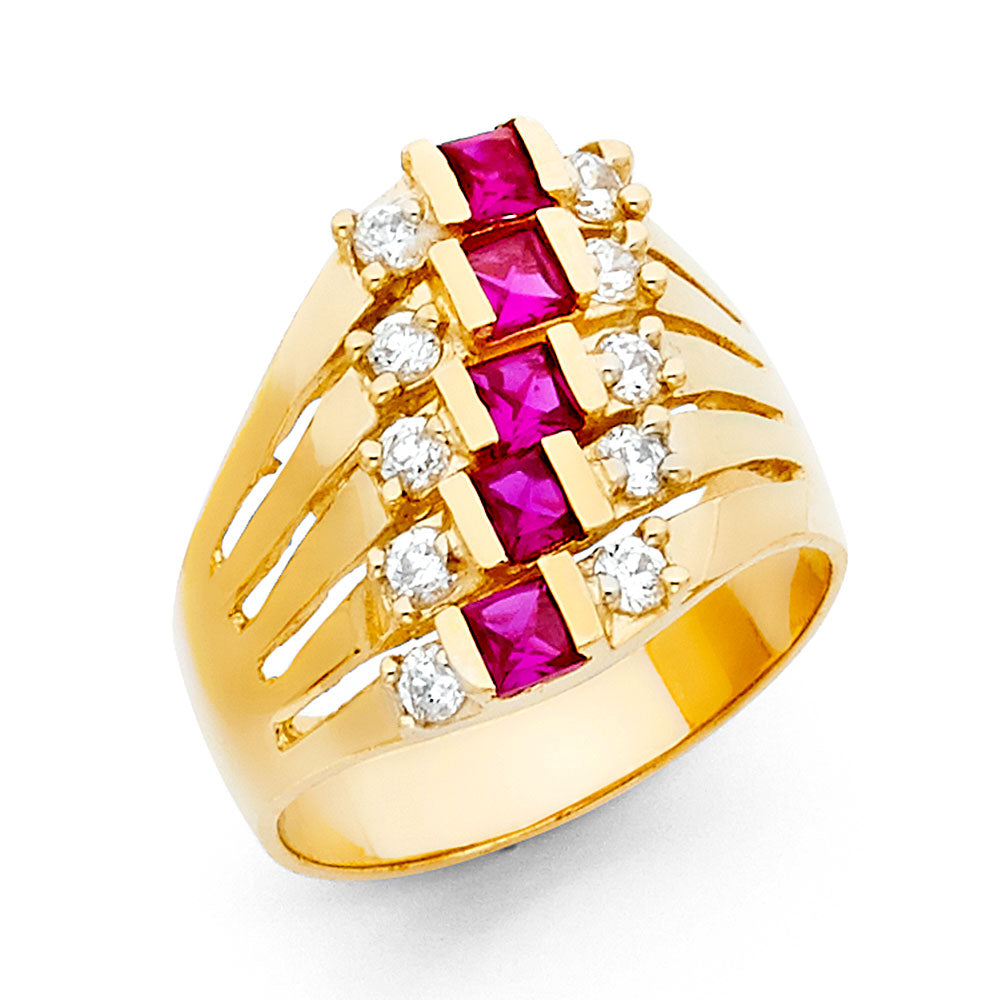 Anillo Semanario de 5 hileras de oro macizo de 14 quilates para mujer
