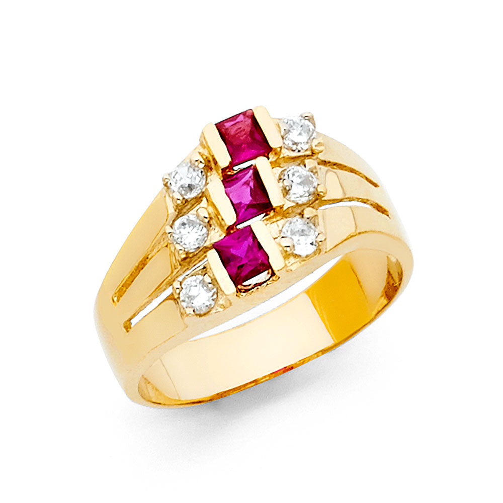 Anillo Semanario de 3 hileras de oro macizo de 14 quilates para mujer
