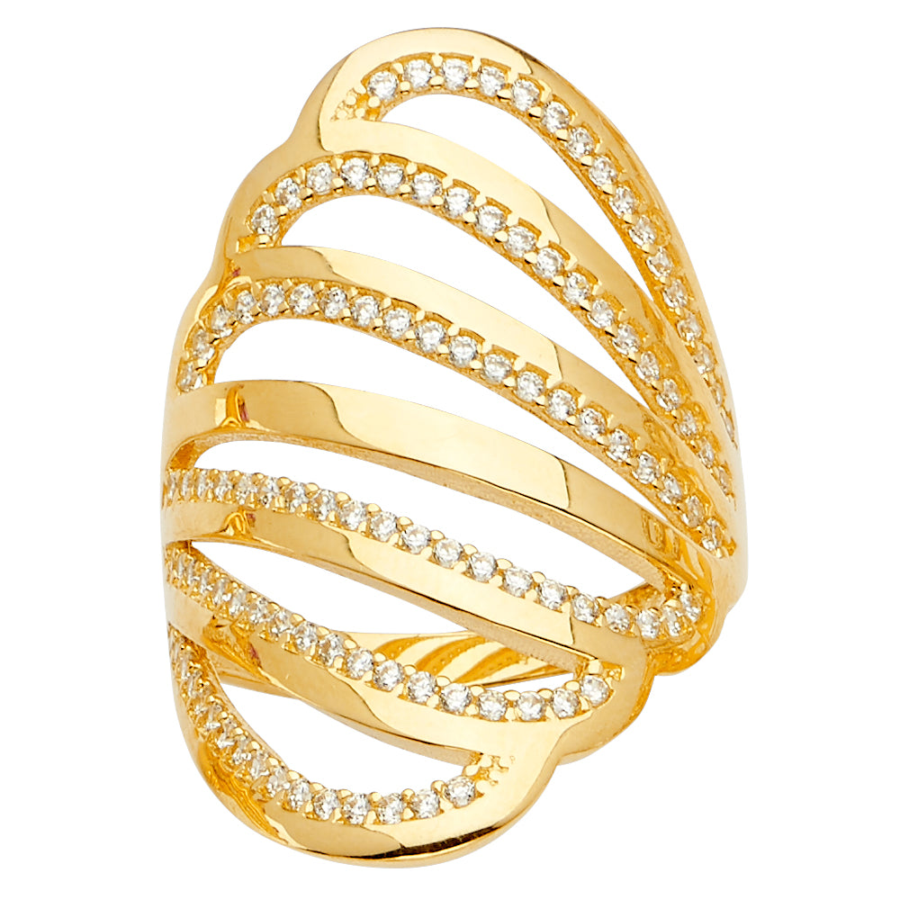 Anillo de oro amarillo macizo de 14 quilates con circonita cúbica