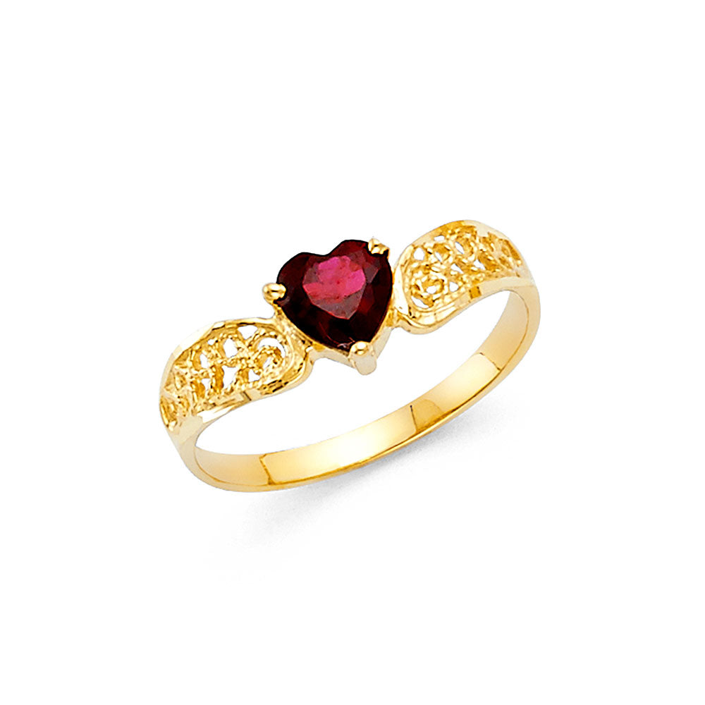 14k solid gold heart cz ring(pink, green, red, white) (457)