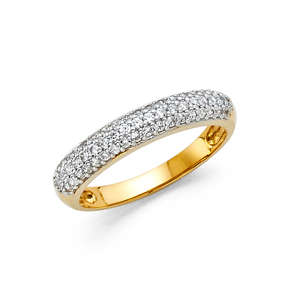 Anillo de oro macizo de 14 quilates con circonita cúbica.