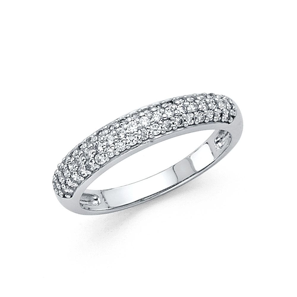Anillo de oro macizo de 14 quilates con circonita cúbica.