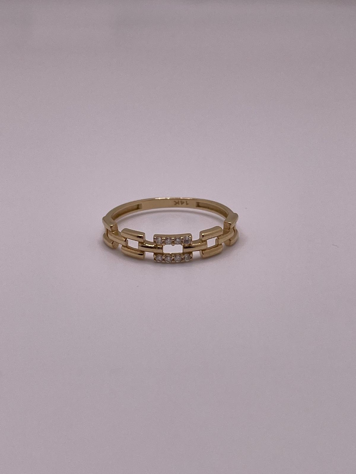 14K Gold Chain CZ Ring