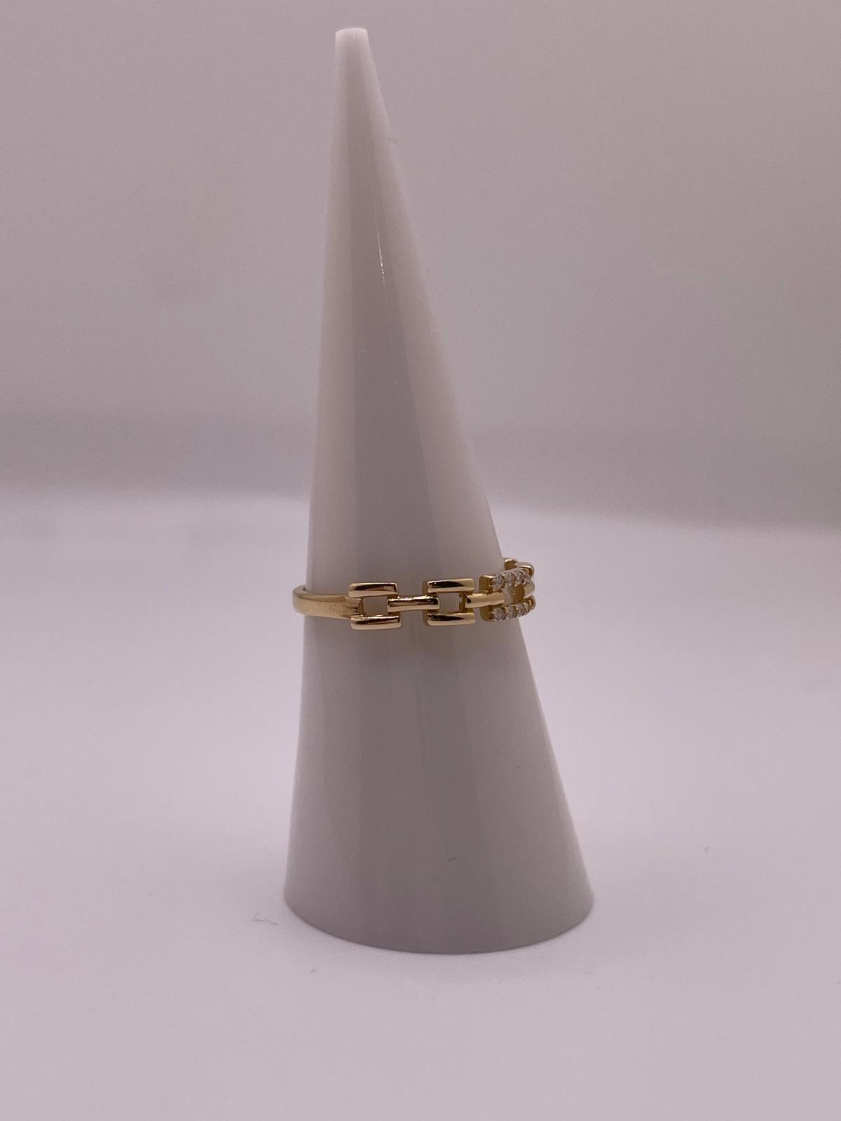 14K Gold Chain CZ Ring