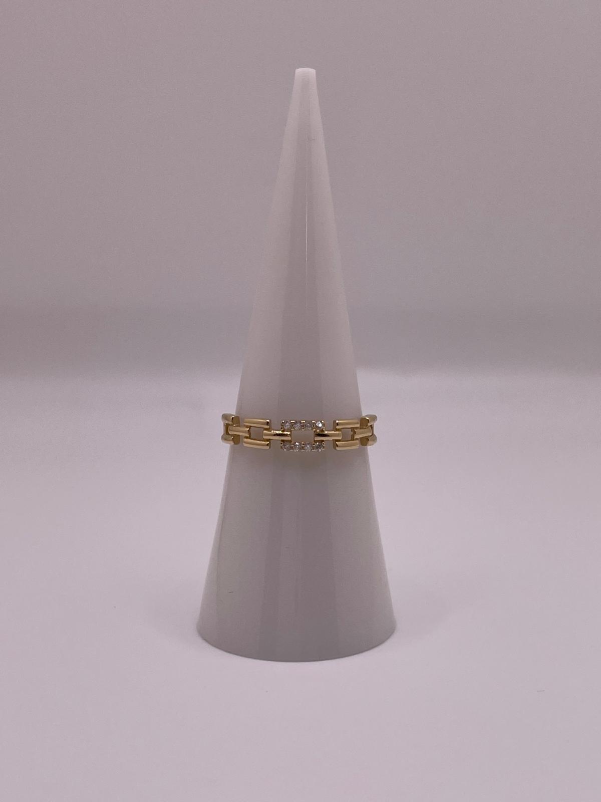 14K Gold Chain CZ Ring