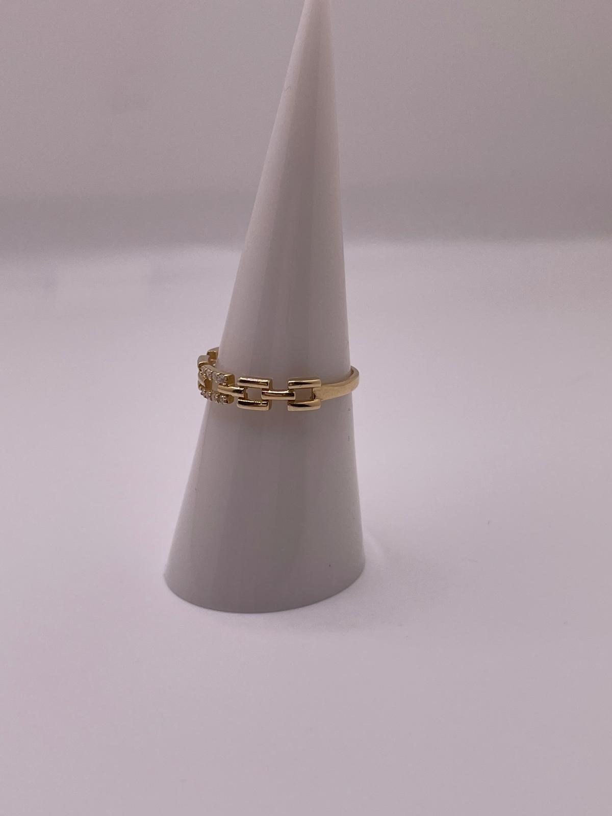 14K Gold Chain CZ Ring