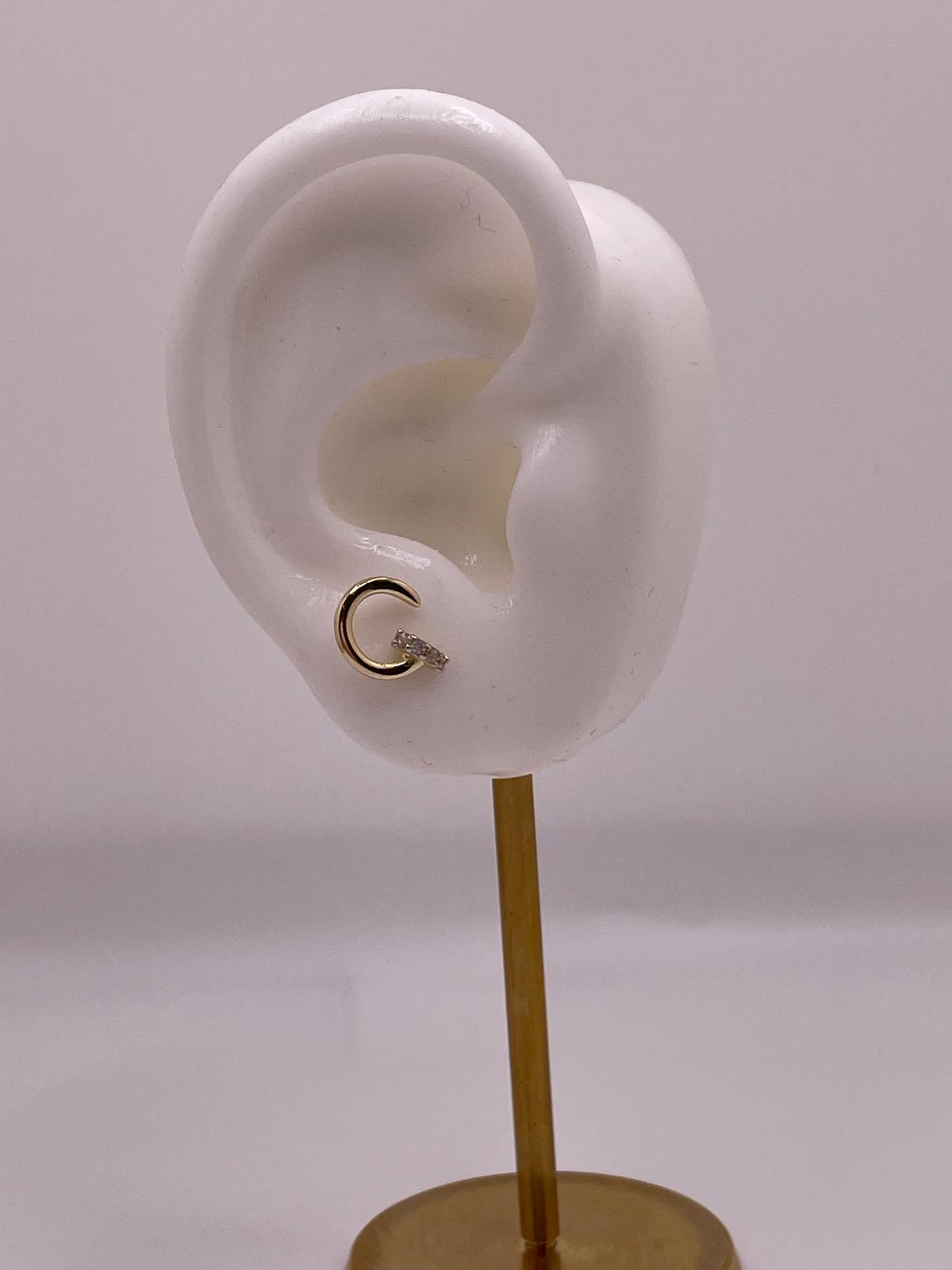 14K Gold Nail Earrings with CZ Stones