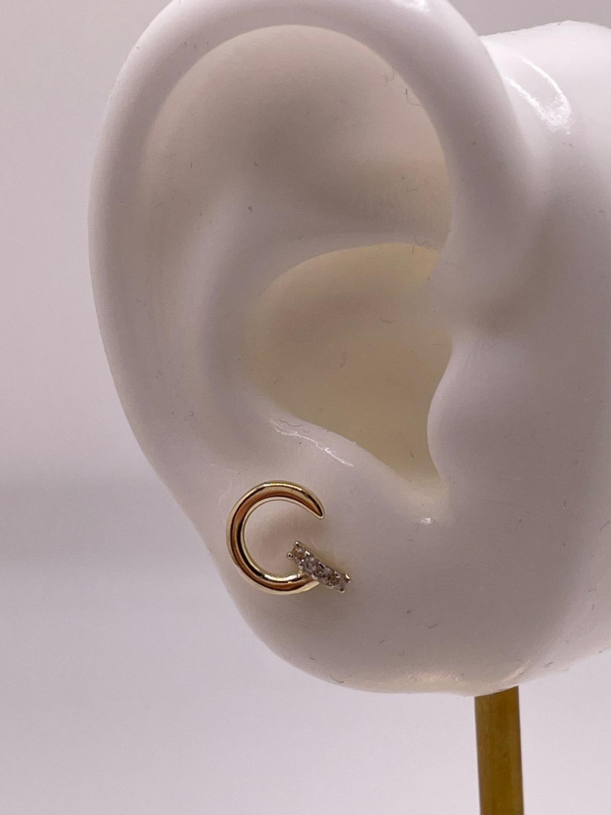 14K Gold Nail Earrings with CZ Stones