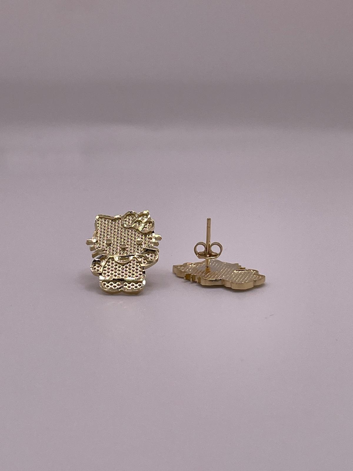 10K Gold Hello Kitty Full Body Earrings