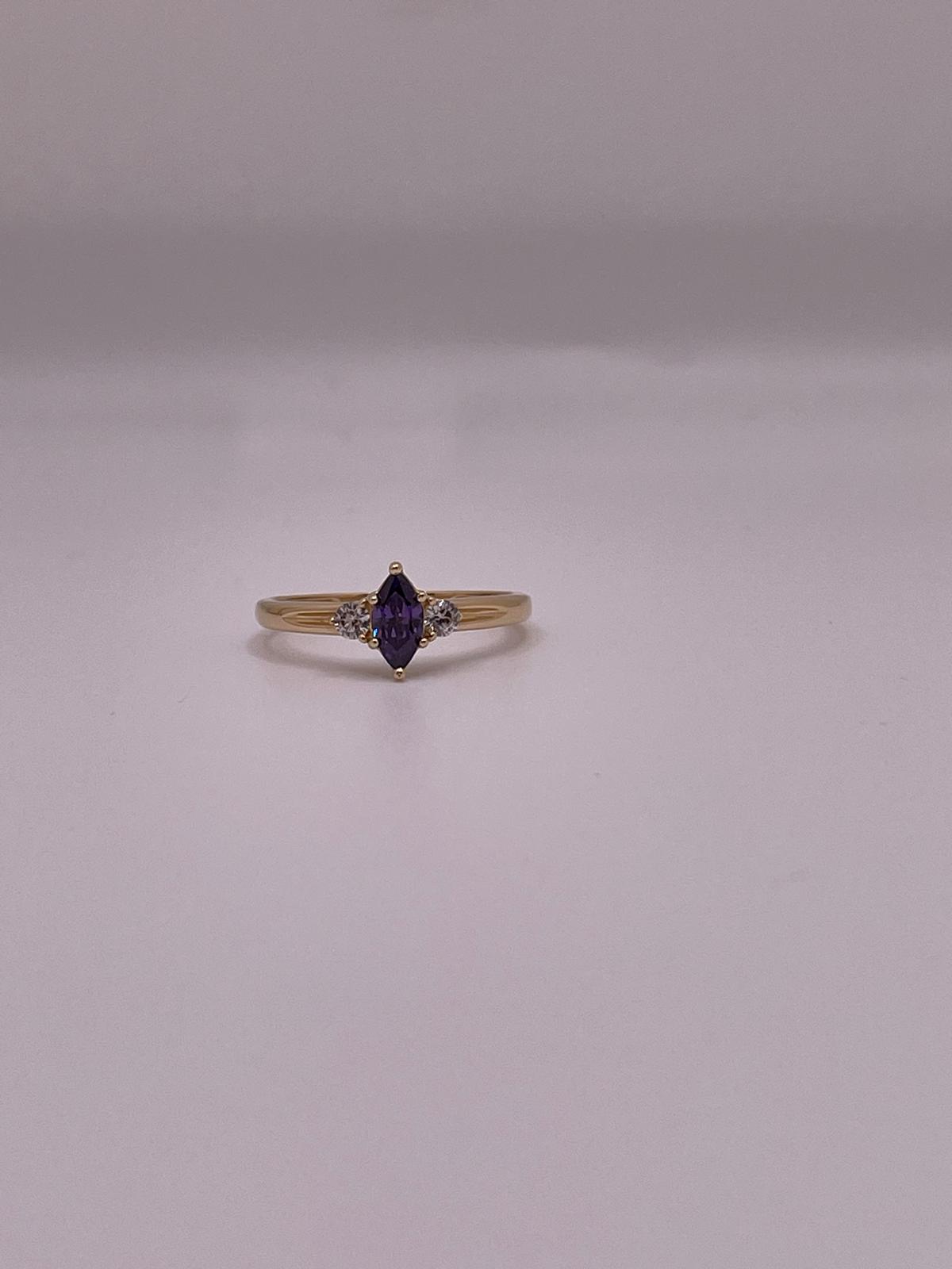 14K Gold Marquise Purple Stone Ring