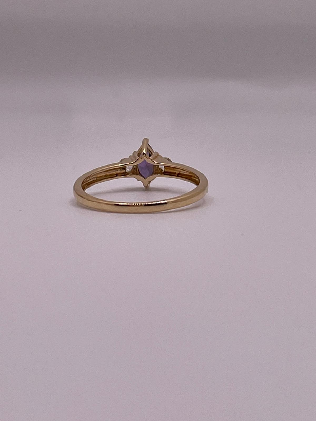 14K Gold Marquise Purple Stone Ring
