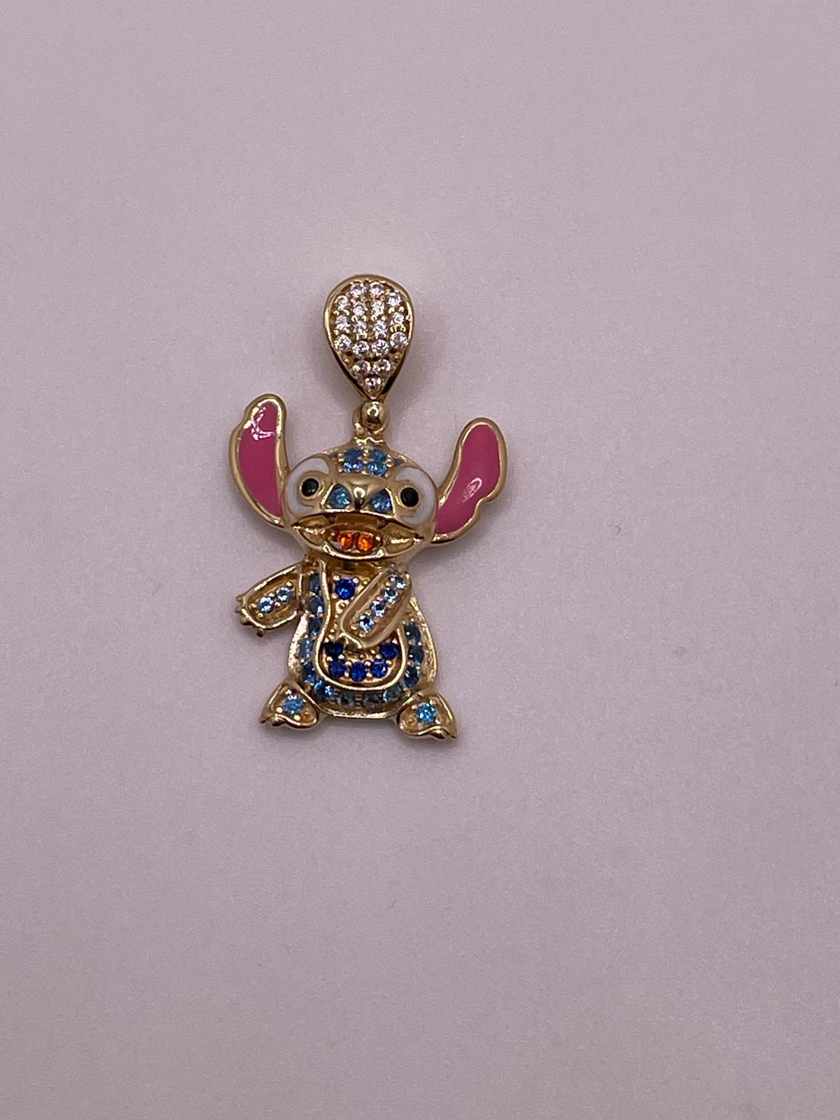 14K Gold Sparkly Stitch Pendant