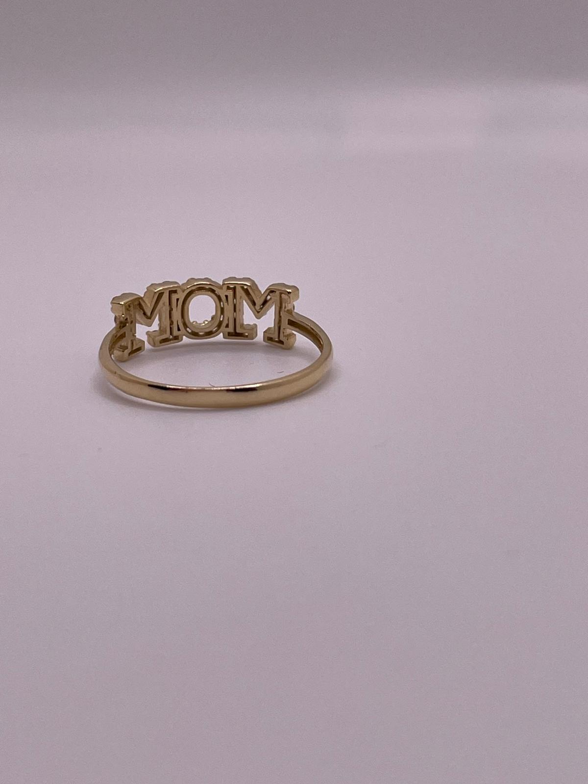 14K Gold Mom Ring CZ
