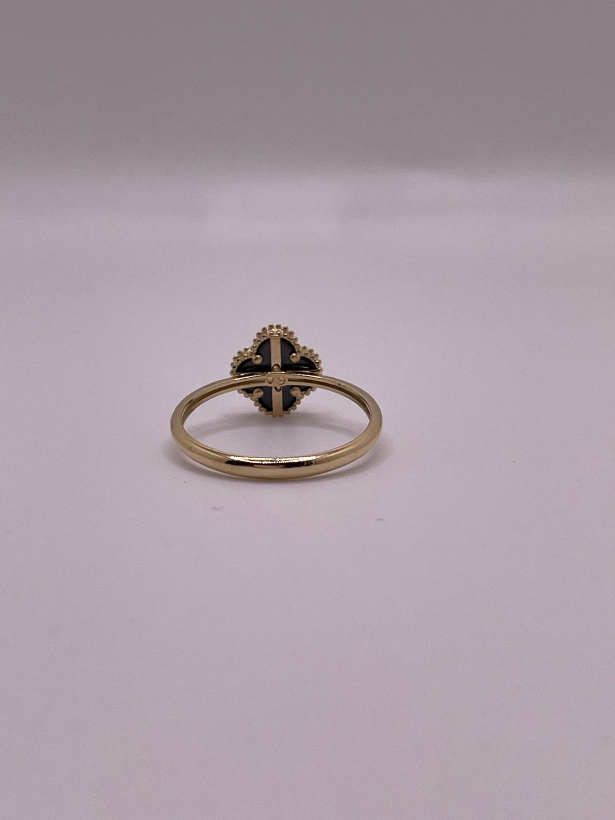 14K Gold Midnight Clover Ring