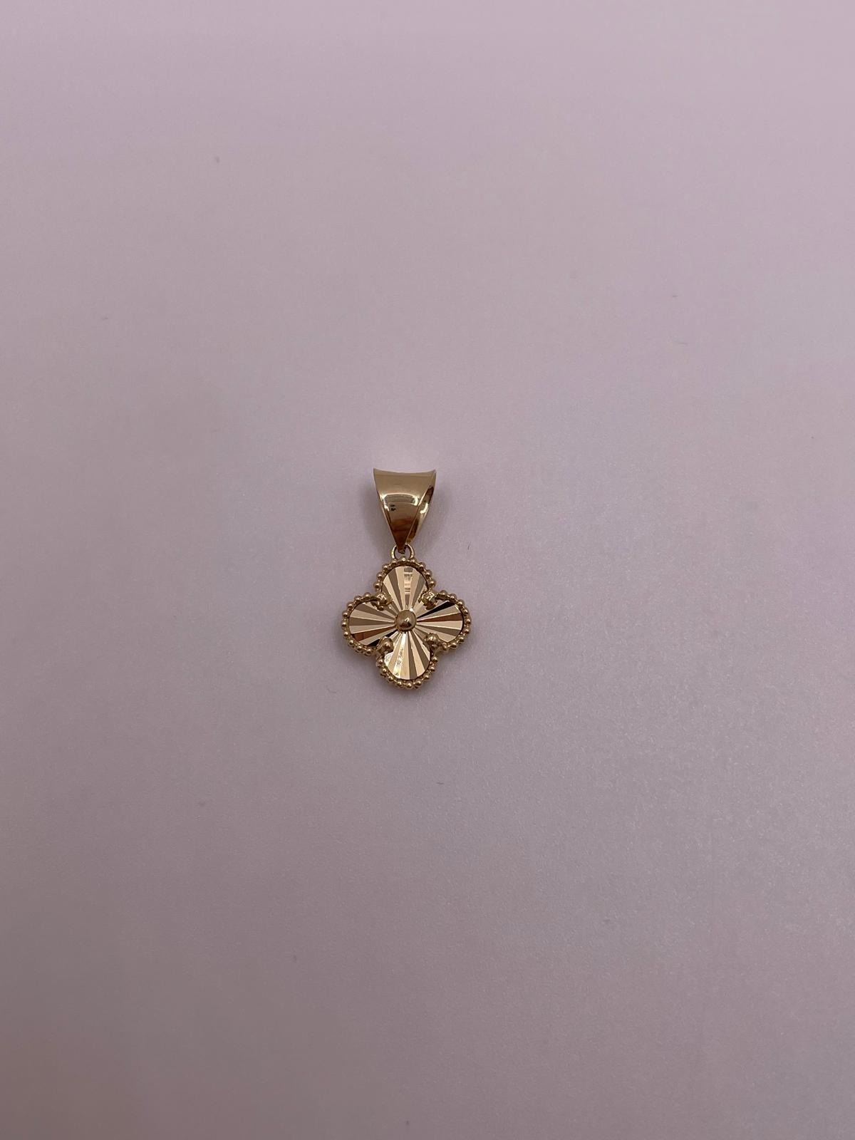 14k gold clover pendant (black, gold, pink, white)