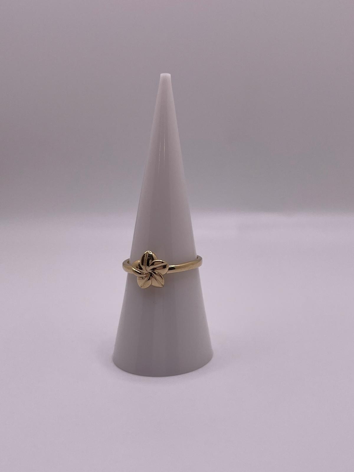 14K Gold Plumeria Flower Ring