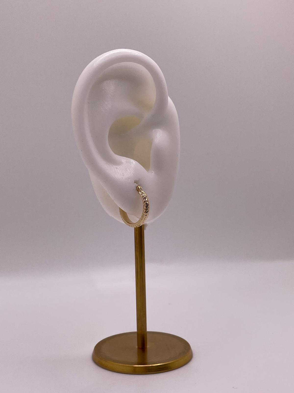 14K Gold Diamond Cut Hoop Earrings