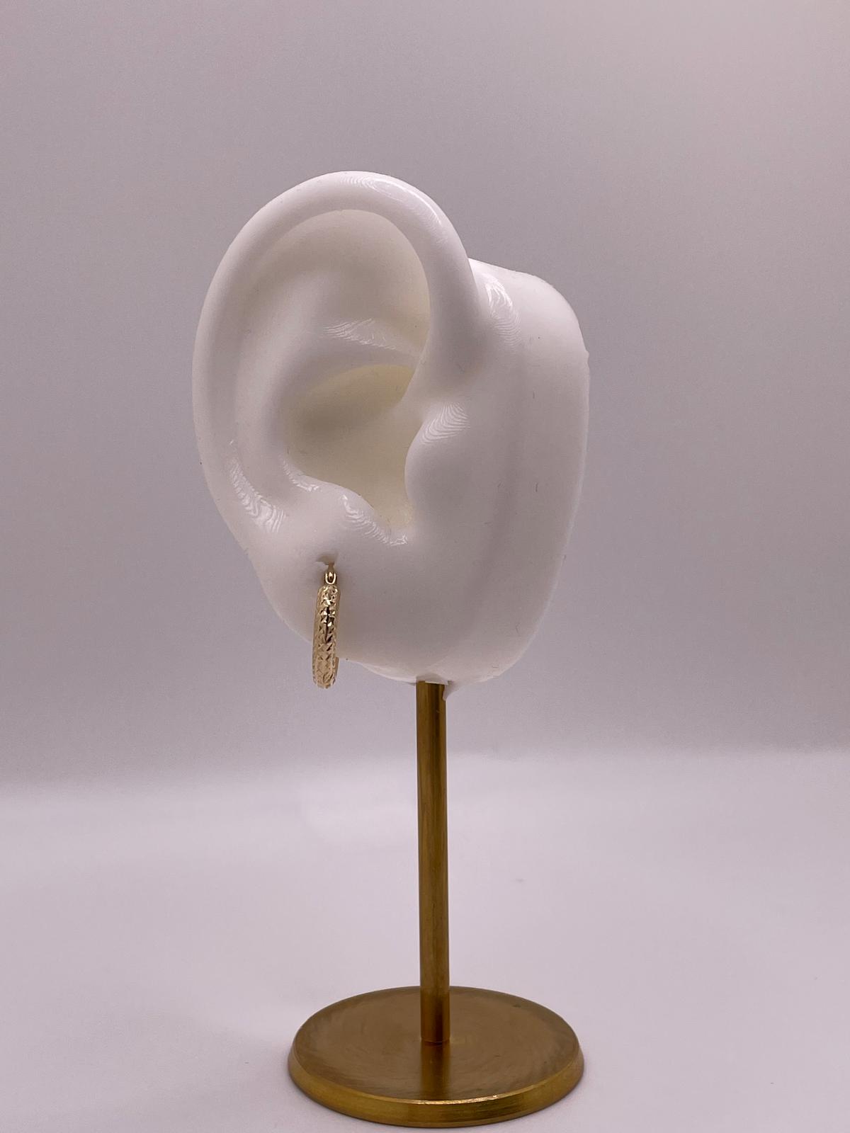 14K Gold Diamond Cut Hoop Earrings