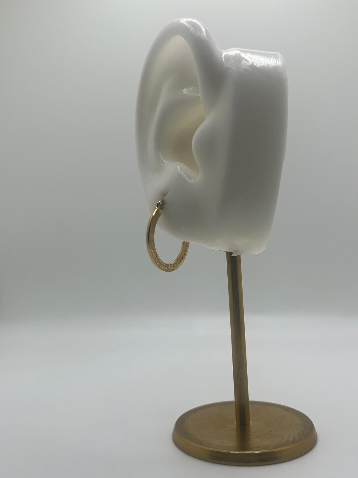 Aretes tipo argolla con talla de diamante macizo de 14 quilates, 1,5 mm