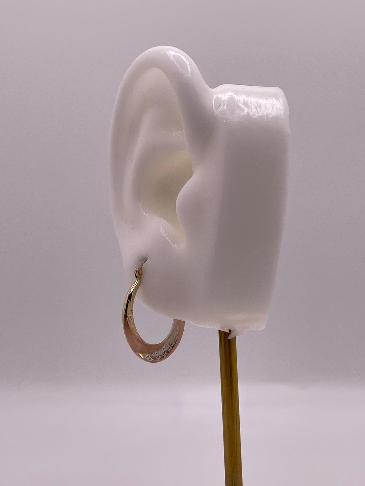14K Gold Tri Color Swirl Hoops