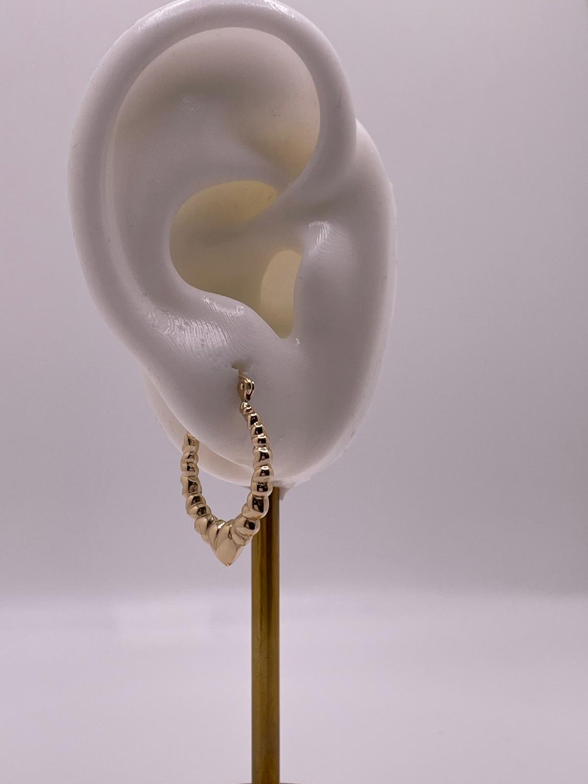 14k gold hollow heart hoop earrings