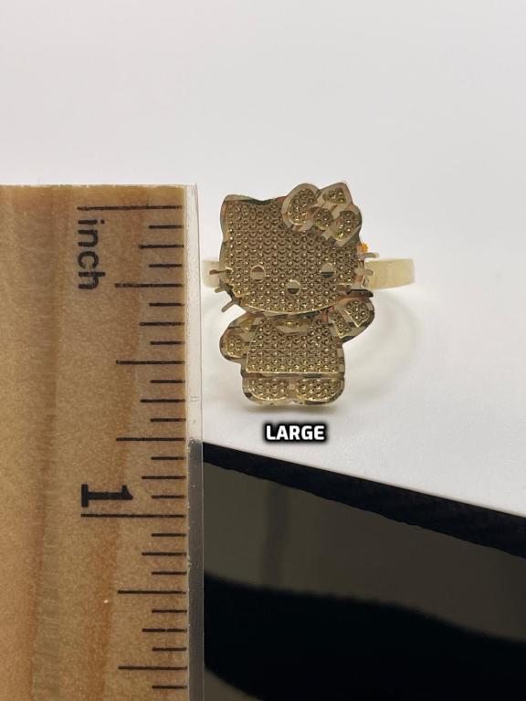 10K Gold Full Body Waving Hello Kitty Ring