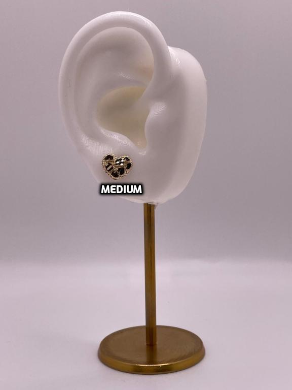 14K Gold Nugget Heart Stud Earrings – Small & Medium Sizes