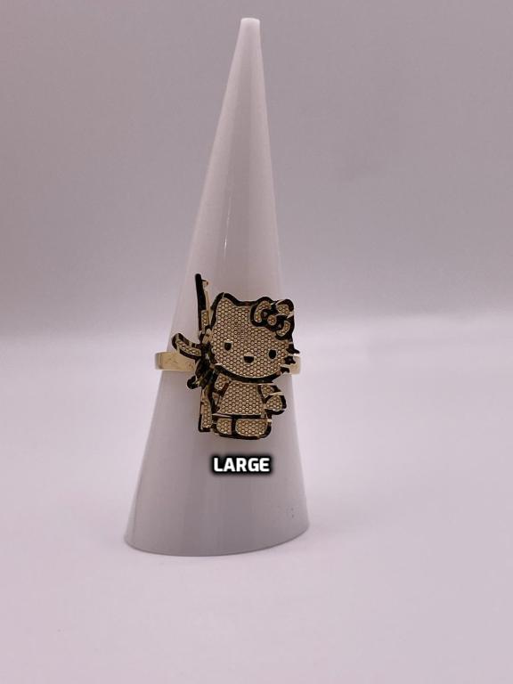 14K Gold Hello Kitty with AK Ring (Small, Medium or Large)