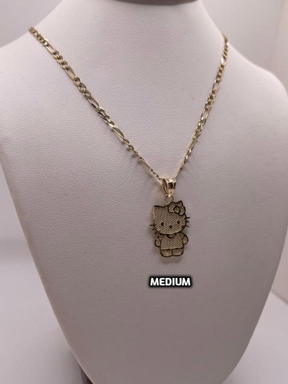 14k gold 18" figaro chain with hello kitty pendant