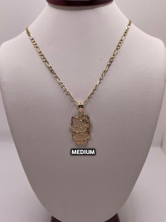 14k gold 18" figaro chain with hello kitty pendant
