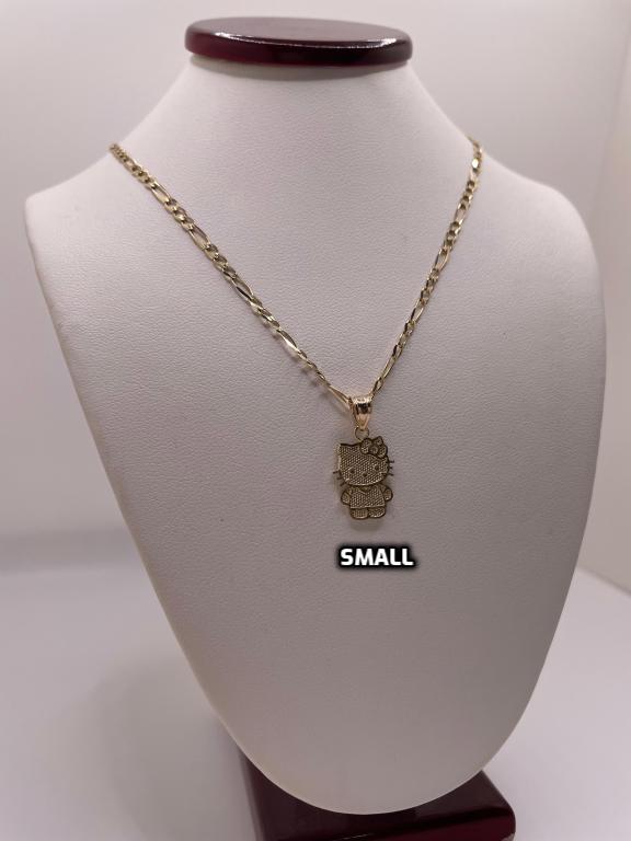 14k gold 18" figaro chain with hello kitty pendant