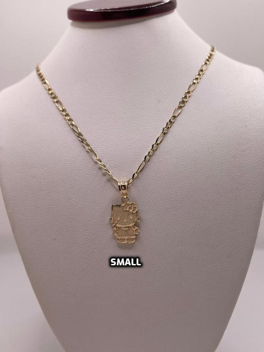 14k gold 18" figaro chain with hello kitty pendant