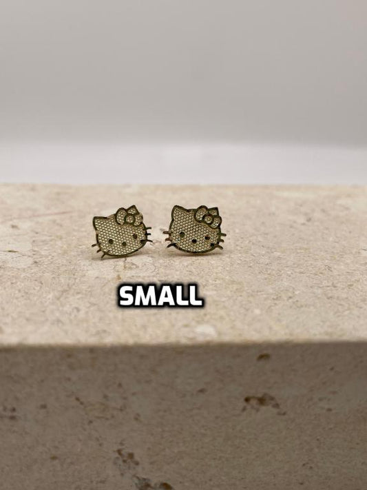 14k gold hello kitty face push-back earrings small, medium or large