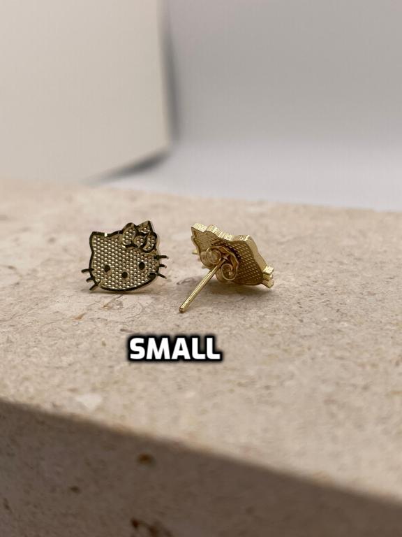 14k gold hello kitty face push-back earrings small, medium or large
