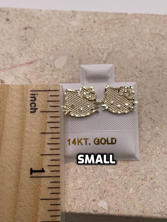 14k gold hello kitty face push-back earrings small, medium or large