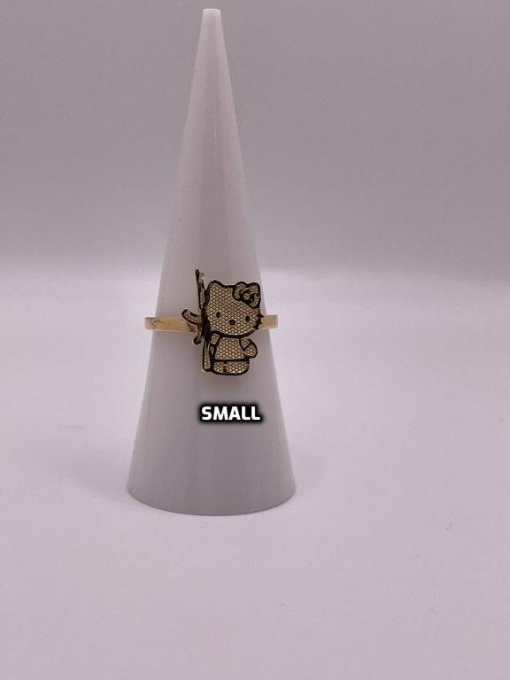 14K Gold Hello Kitty with AK Ring (Small, Medium or Large)