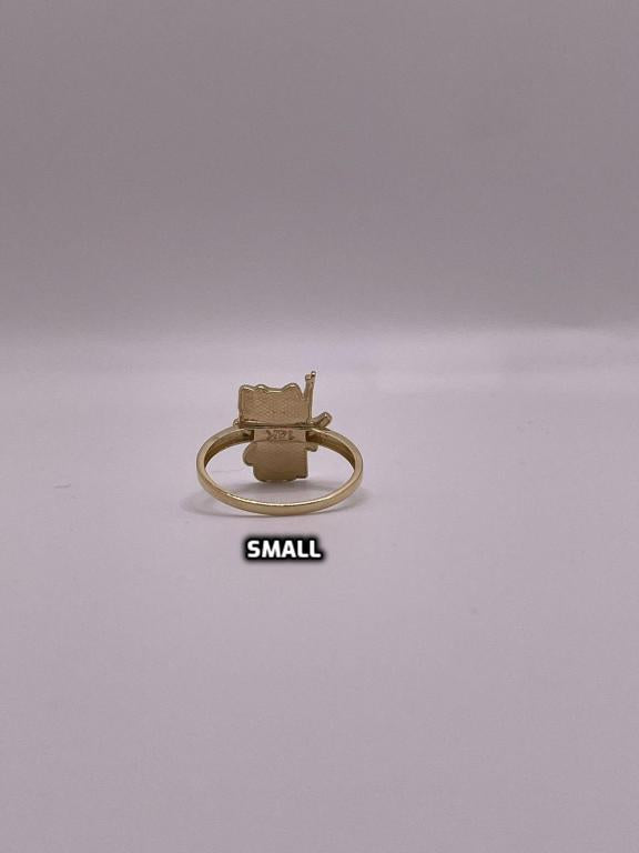 14K Gold Hello Kitty with AK Ring (Small, Medium or Large)