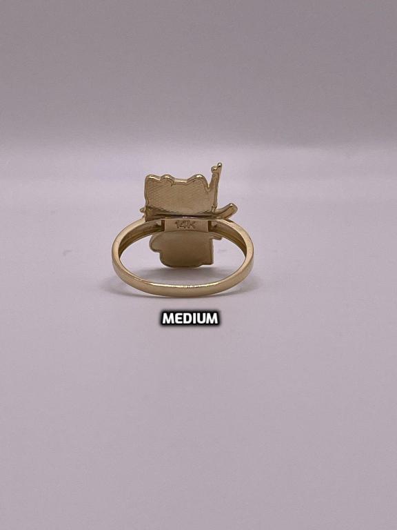 14K Gold Hello Kitty with AK Ring (Small, Medium or Large)