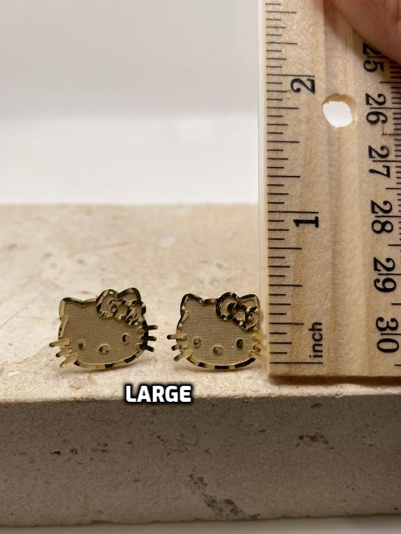 14k gold hello kitty face push-back earrings small, medium or large