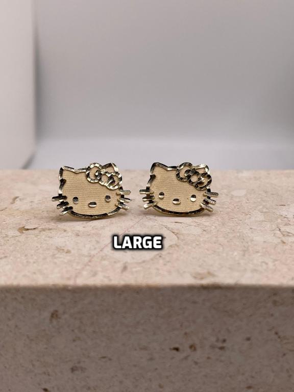 14k gold hello kitty face push-back earrings small, medium or large