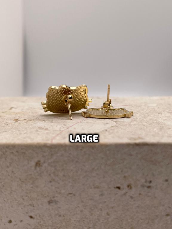 14k gold hello kitty face push-back earrings small, medium or large