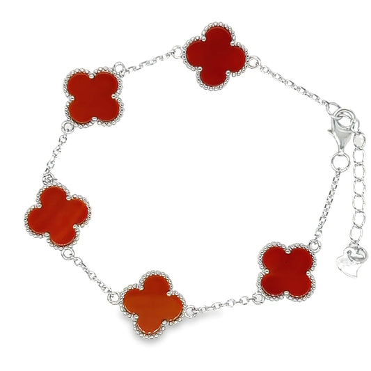 Red Clover Bracelet - 925 Silver