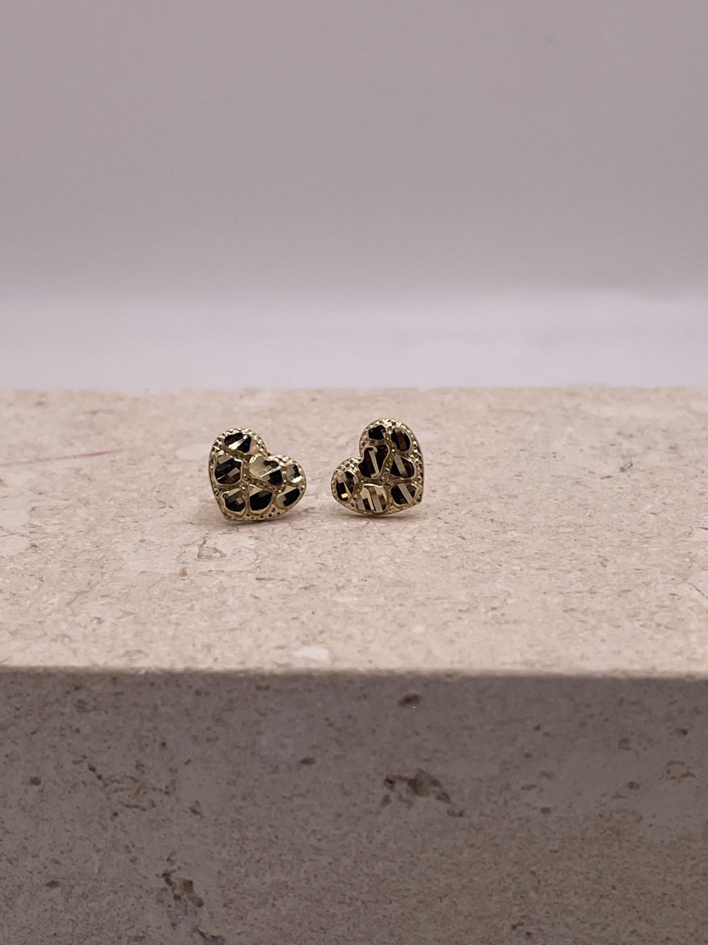 14k gold dainty heart nugget earrings