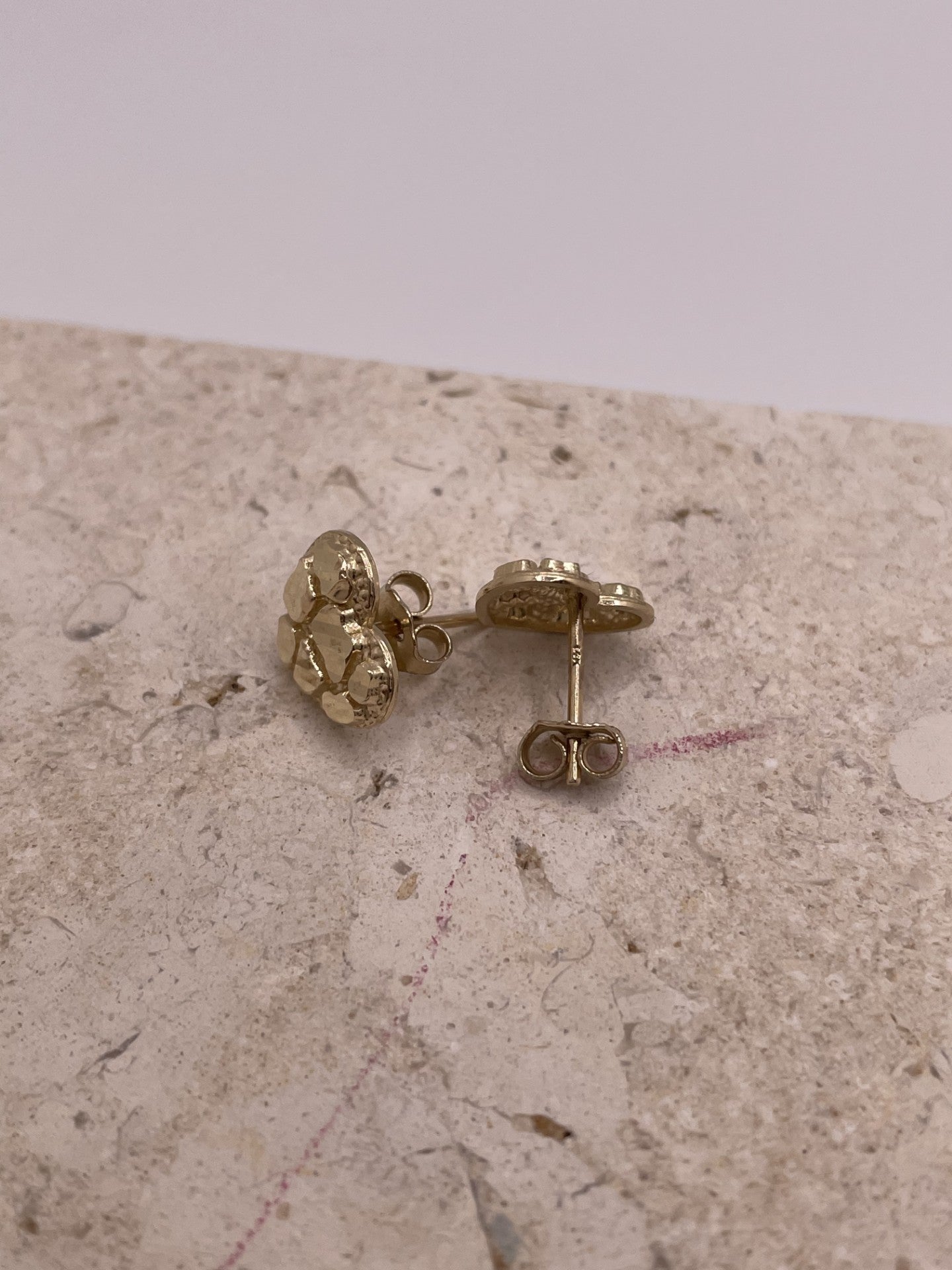 14k gold dainty heart nugget earrings